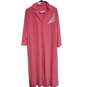 Vintage 70s Lorraine Housecoat Robe Size Large Retro Classic Comfy‎ Cozy Lounge